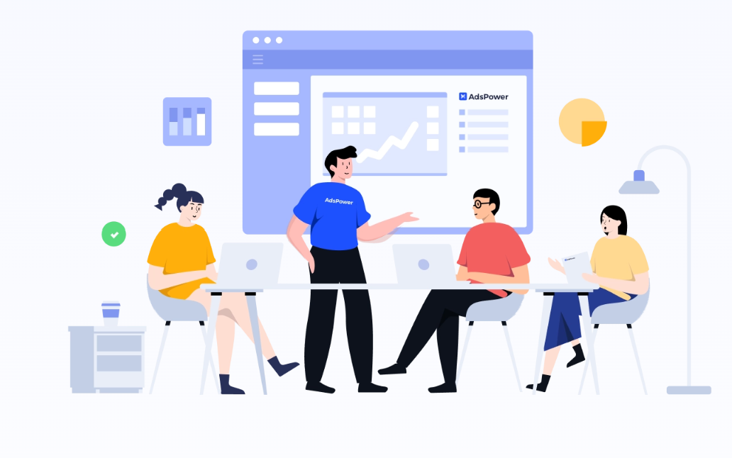 AdsPower product story and fingerprint browser team illustration